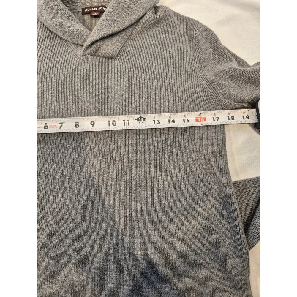 Michael Kors Men's Ash Melange Shawl Collar Sweater Gray Small S Euc Classic Fit